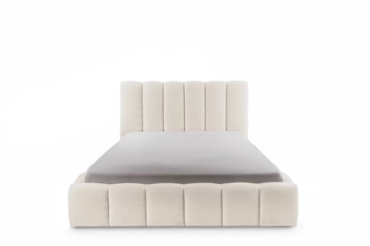 Čalúnená posteľ Aura s úložným priestorom 160x200 cm - svetlobéžová buklé Quelle 02 Posteľ čalúnená Aura 160x200 S vnútorným úložným priestorom- svetlý Béžová bukla Quelle 02
