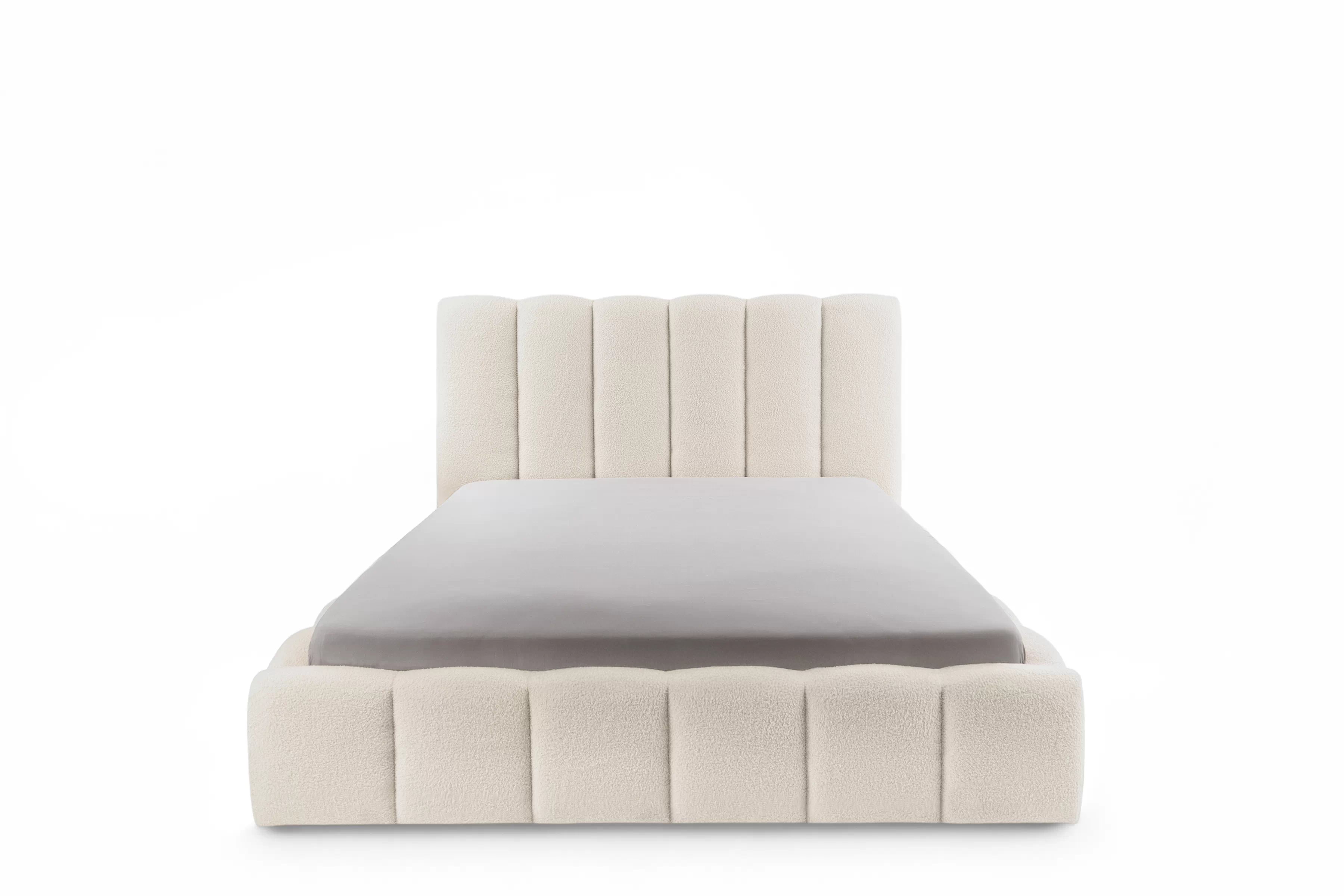 Manželská posteľ Aura 160x200 s úložným priestorom - svetlobéžové buklé Quelle 02 Posteľ čalúnená Aura 160x200 S vnútorným úložným priestorom- svetlý Béžová bukla Quelle 02