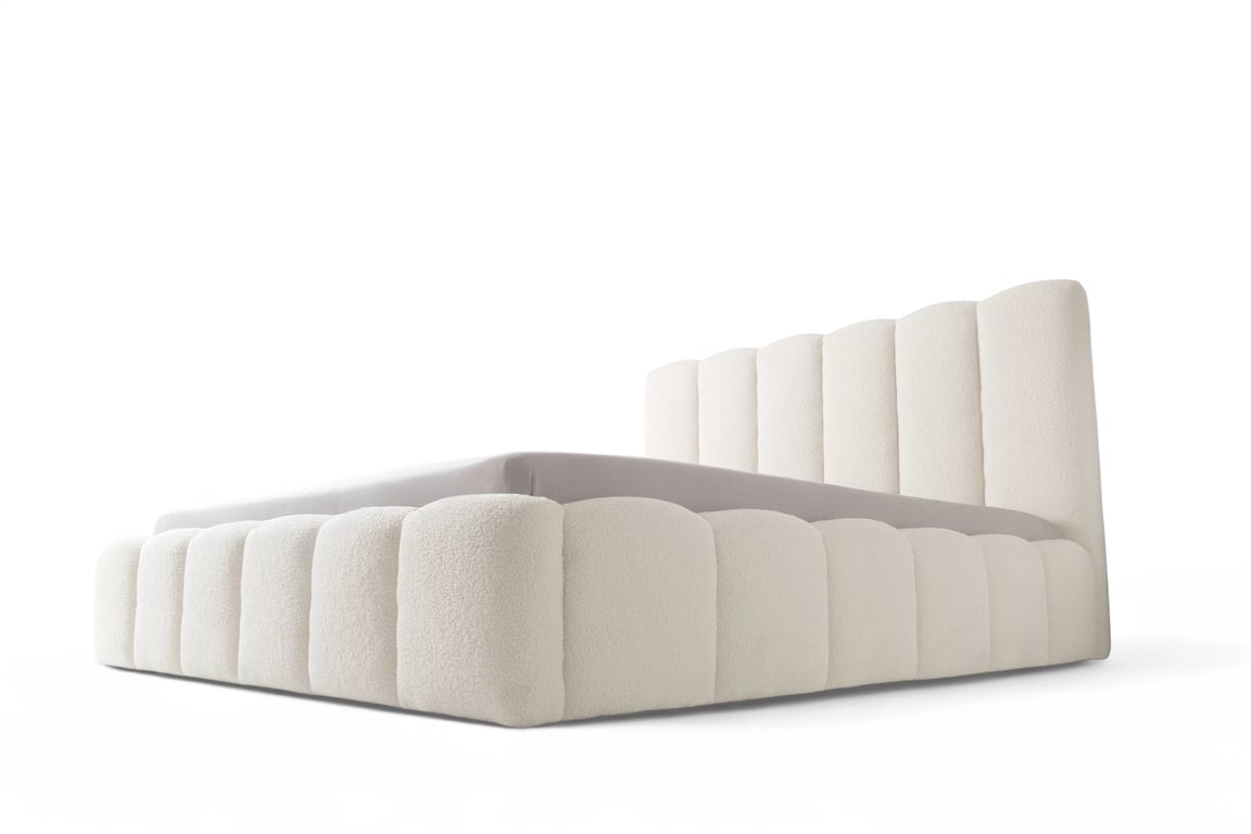 Čalúnená posteľ Aura s úložným priestorom 160x200 cm - svetlobéžová buklé Quelle 02 Posteľ čalúnená Aura 160x200 S vnútorným úložným priestorom- svetlý Béžová bukla Quelle 02
