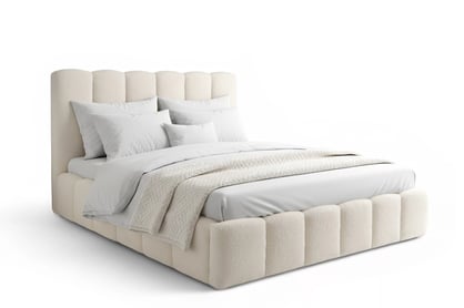 Čalúnená posteľ Aura s úložným priestorom 160x200 cm - svetlobéžová buklé Quelle 02 Posteľ čalúnená Aura 160x200 S vnútorným úložným priestorom- svetlý Béžová bukla Quelle 02