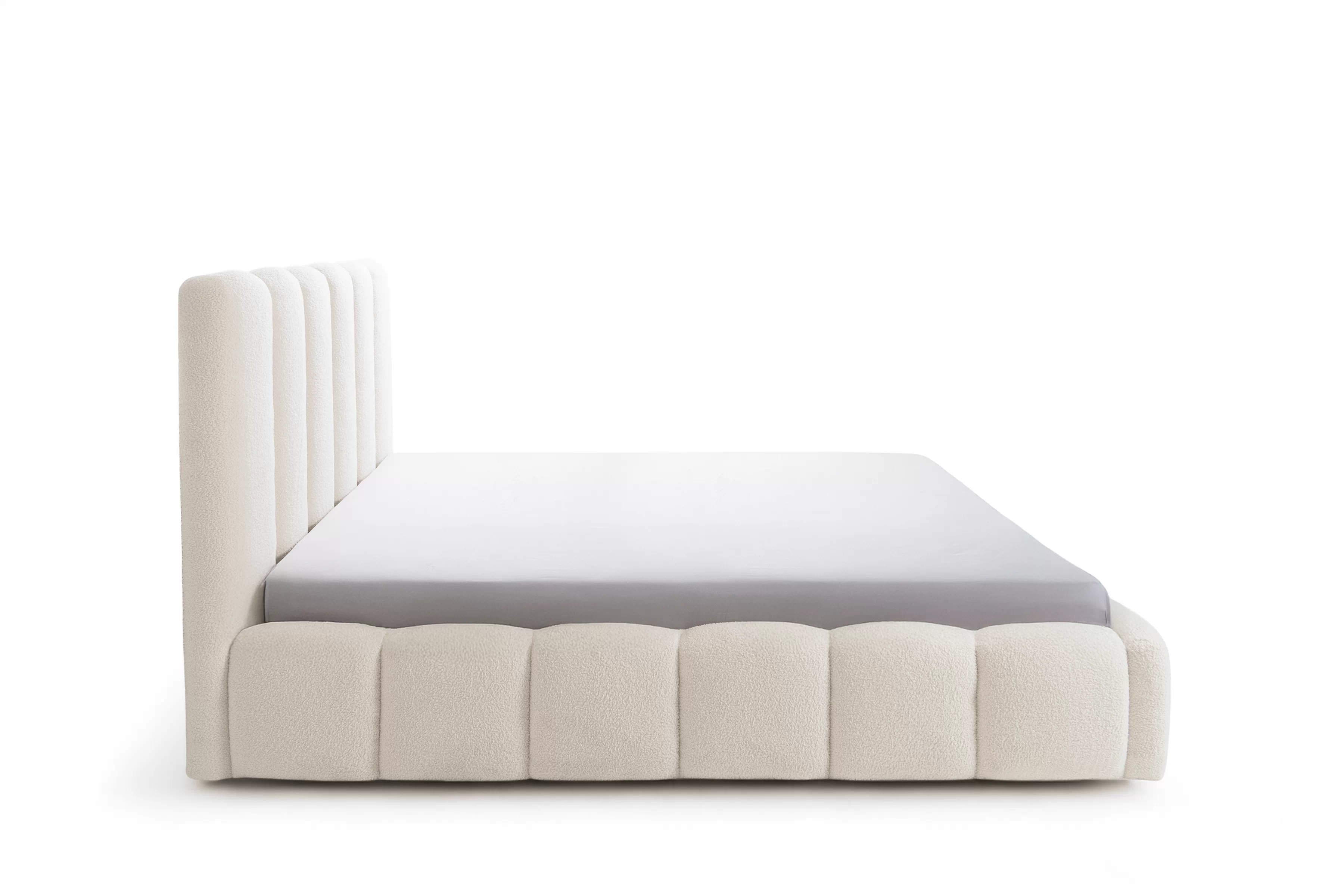 Manželská posteľ Aura 160x200 s úložným priestorom - svetlobéžové buklé Quelle 02 Posteľ čalúnená Aura 160x200 S vnútorným úložným priestorom- svetlý Béžová bukla Quelle 02