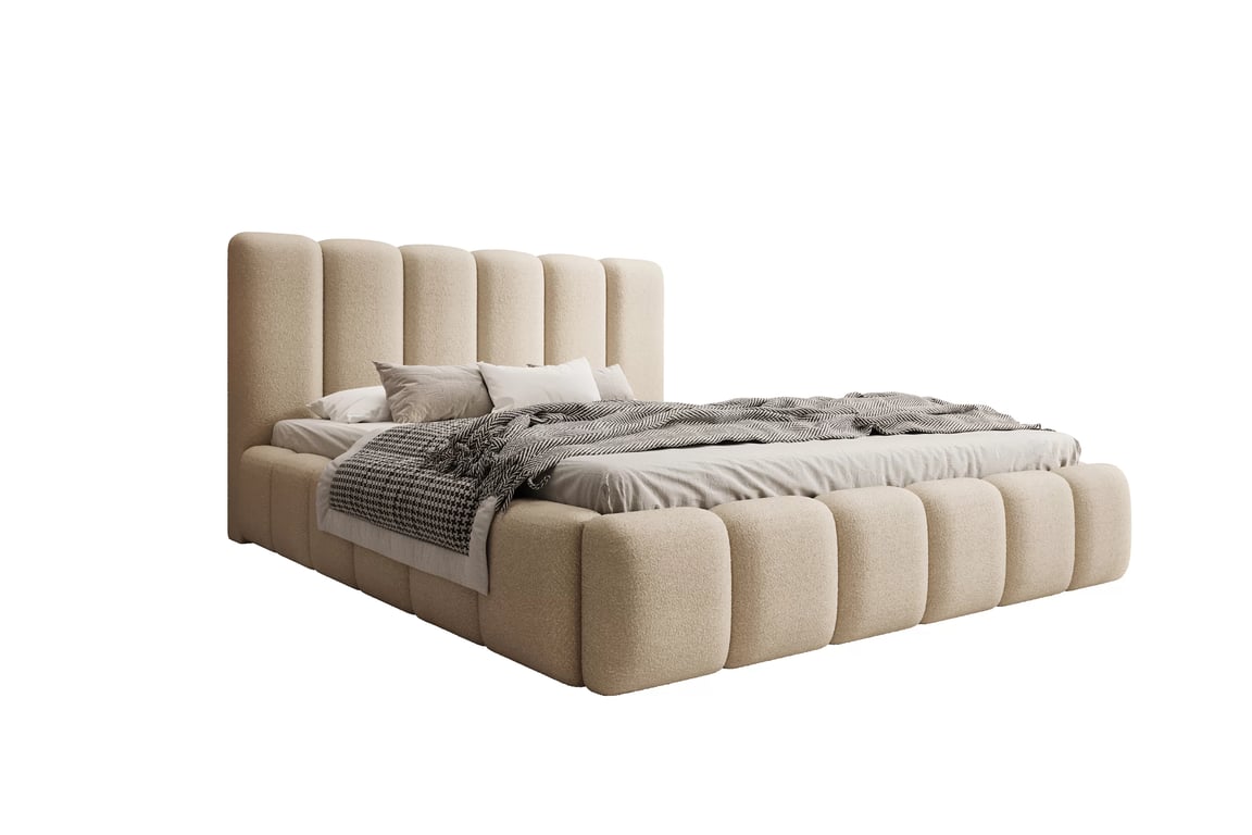 Čalouněná postel Aura 160x200 s úložným prostorem - světlý béž buklé Quelle 02 Postel čalouněné Aura 160x200 s úložným prostorem- světlý béžová bukla Quelle 02