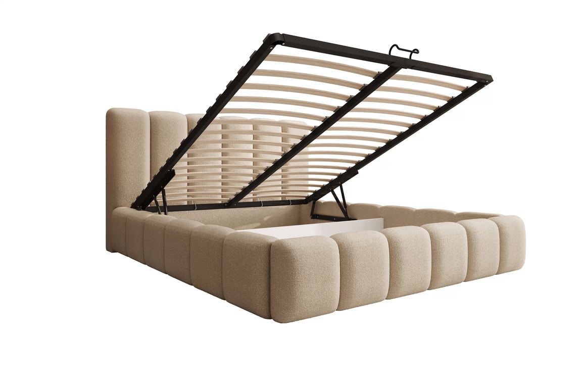 Čalouněná postel Aura 160x200 s úložným prostorem - světlý béž buklé Quelle 02 Postel čalouněné Aura 160x200 s úložným prostorem- světlý béžová bukla Quelle 02