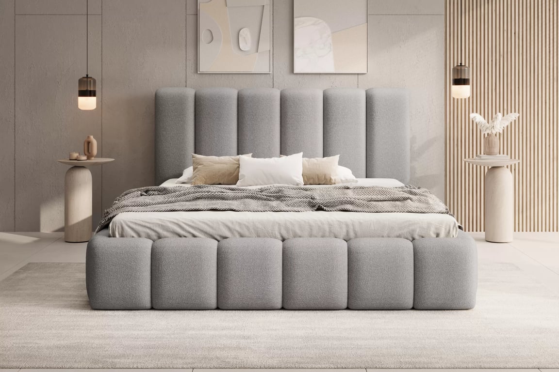 Čalouněná postel Aura 160x200 s úložným prostorem - šedá buklé Quelle 83 Postel čalouněné Aura 160x200 s úložným prostorem- šedá bukla Quelle 83