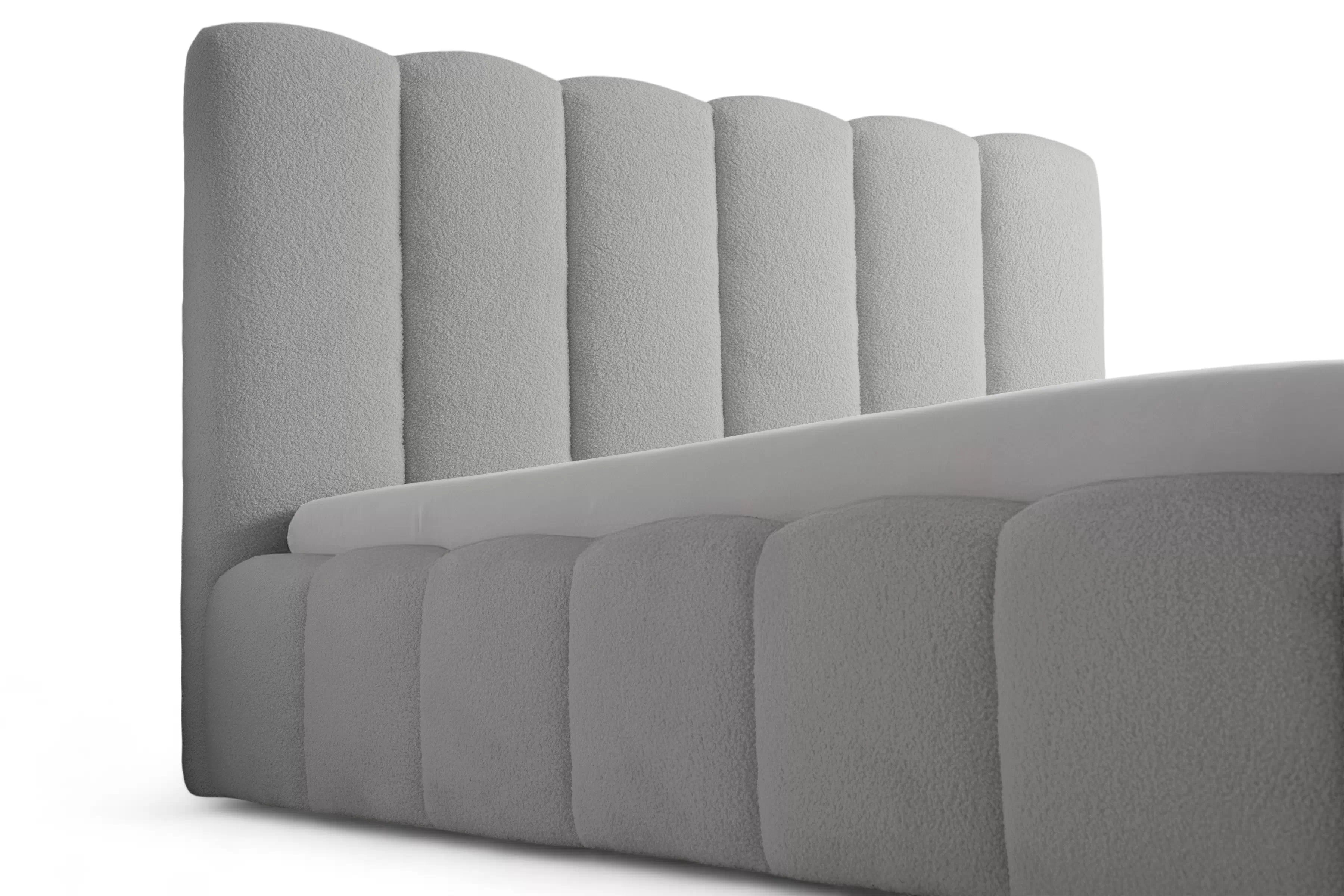 Manželská posteľ Aura 160x200 s úložným priestorom - sivé buklé Quelle 83 Posteľ čalúnená Aura 160x200 S vnútorným úložným priestorom- šedá bukla Quelle 83