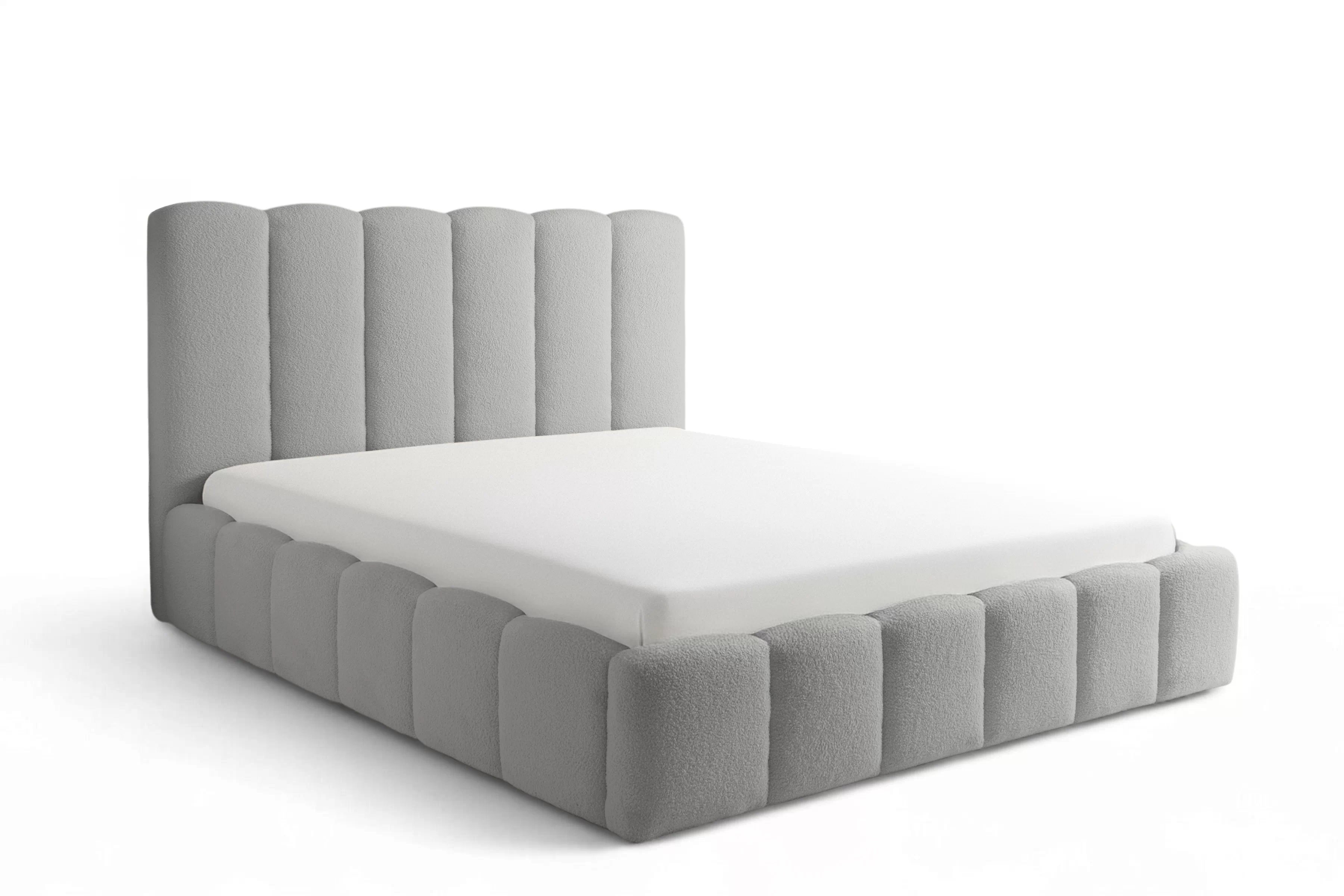 Manželská posteľ Aura 160x200 s úložným priestorom - sivé buklé Quelle 83 Posteľ čalúnená Aura 160x200 S vnútorným úložným priestorom- šedá bukla Quelle 83