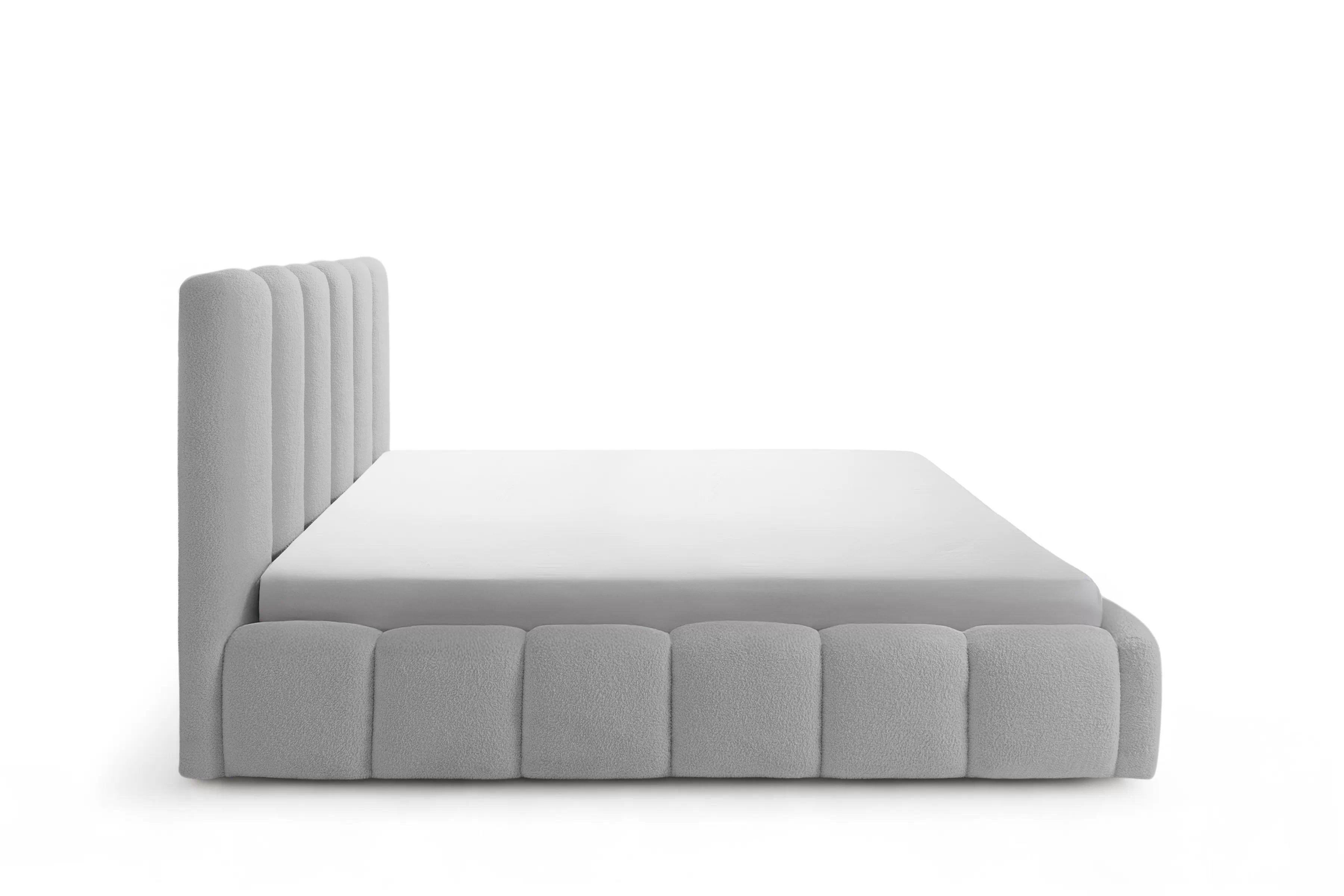 Manželská posteľ Aura 160x200 s úložným priestorom - sivé buklé Quelle 83 Posteľ čalúnená Aura 160x200 S vnútorným úložným priestorom- šedá bukla Quelle 83