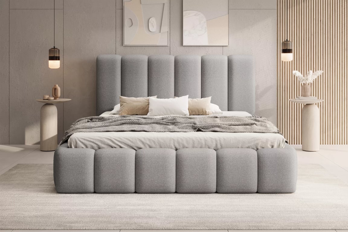 Čalouněná postel Aura 160x200 s úložným prostorem - šedá buklé Quelle 83 Postel čalouněné Aura 160x200 s úložným prostorem- šedá bukla Quelle 83