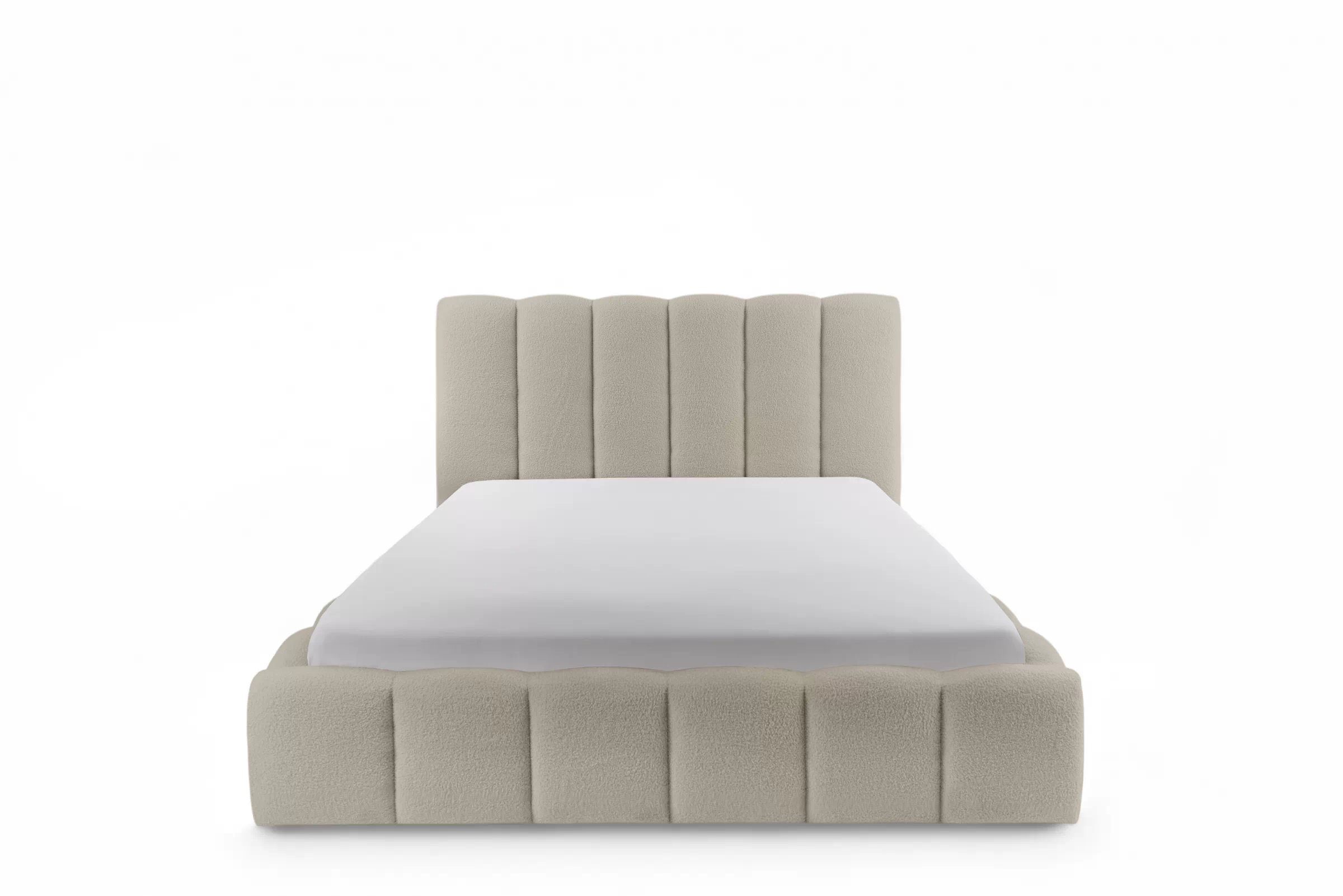 Manželská posteľ Aura 180x200 s úložným priestorom - béžové buklé Quelle 05 Posteľ čalúnená Aura 180x200 S vnútorným úložným priestorom- Béžová bukla Quelle 05 