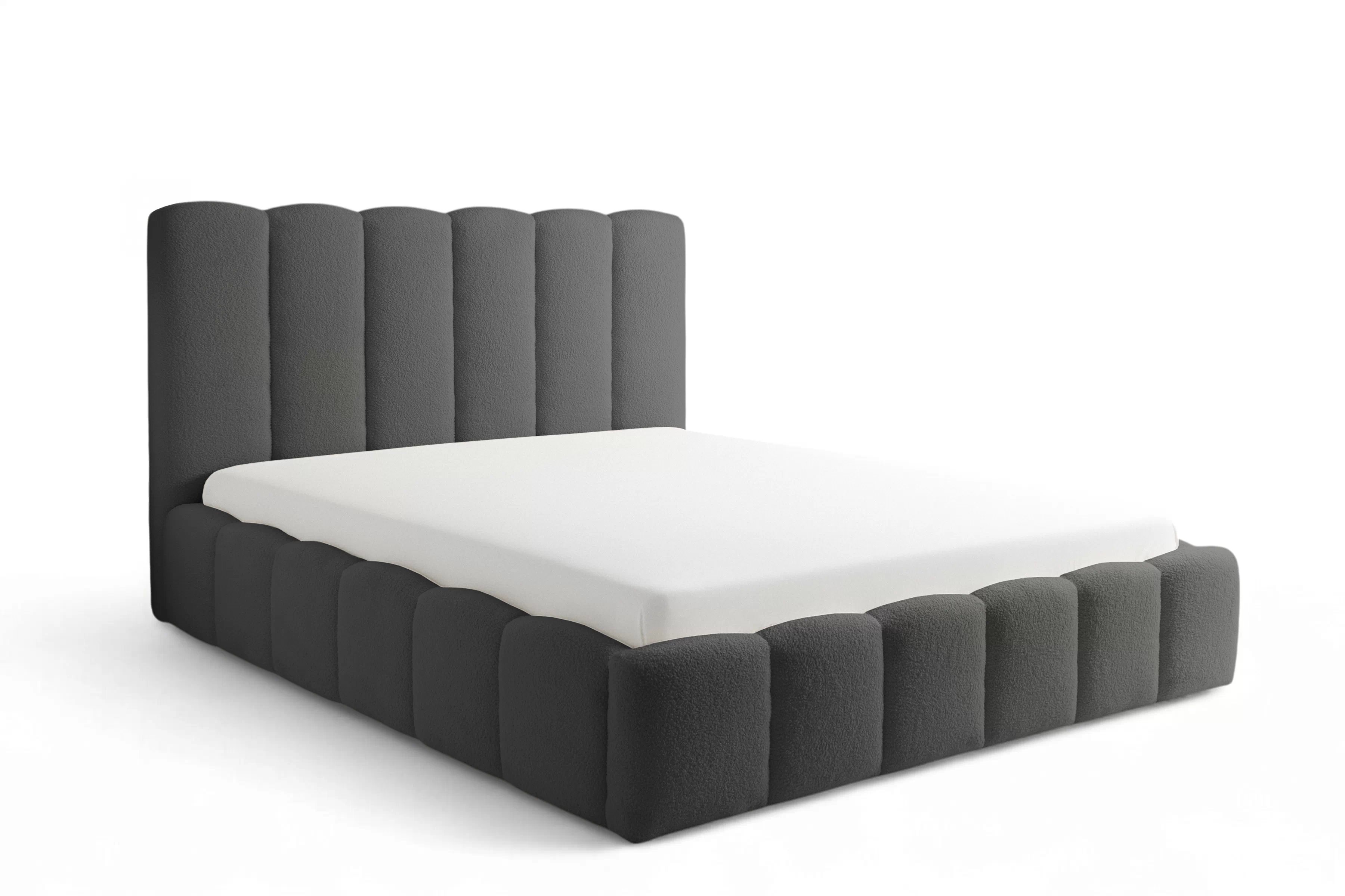 Manželská posteľ Aura 180x200 cm s úložným priestorom - tmavosivé buklé Quelle 92 Posteľ čalúnená Aura 180x200 S vnútorným úložným priestorom- ciemno šedá bukla Quelle 92 