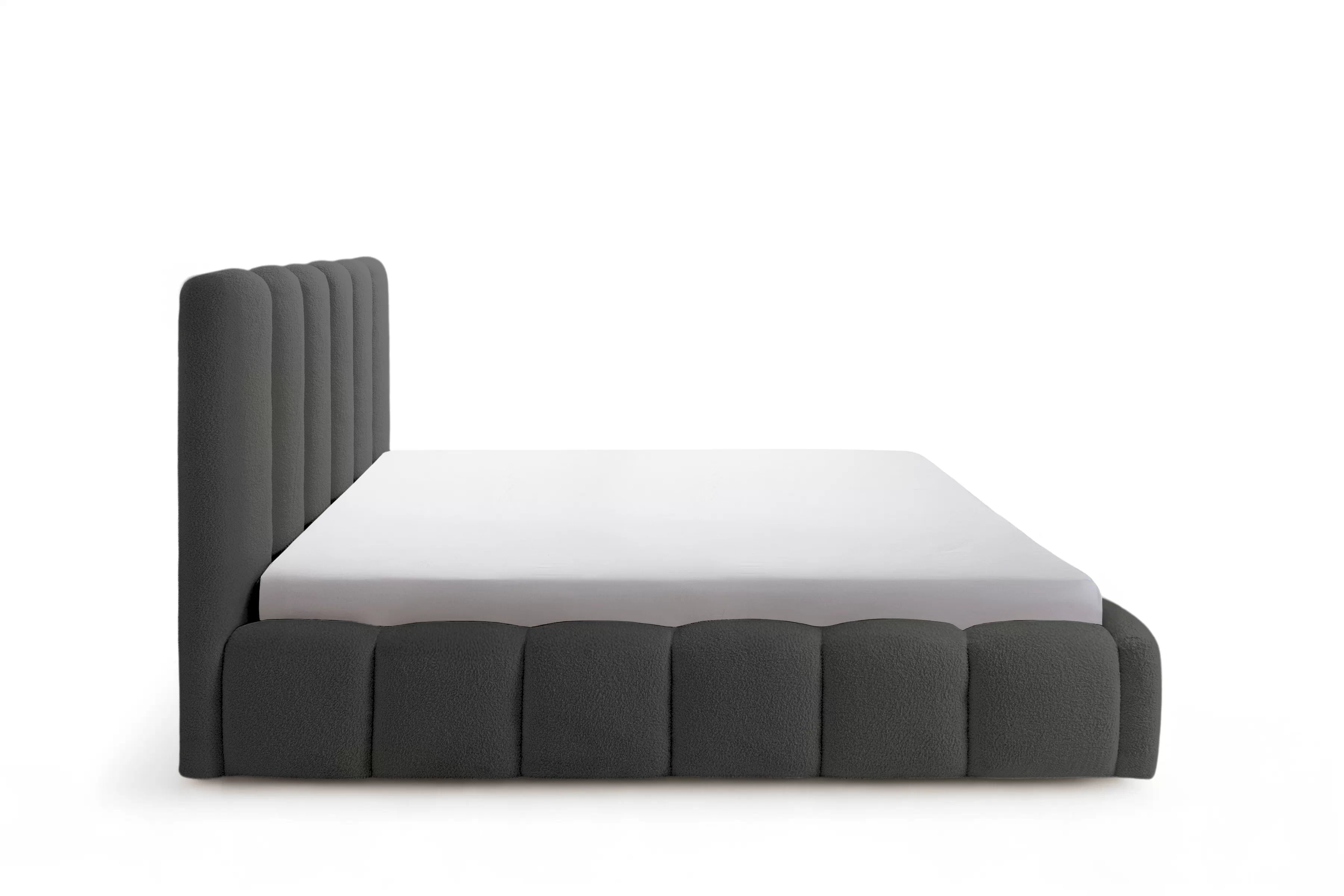 Manželská posteľ Aura 180x200 cm s úložným priestorom - tmavosivé buklé Quelle 92 Posteľ čalúnená Aura 180x200 S vnútorným úložným priestorom- ciemno šedá bukla Quelle 92 