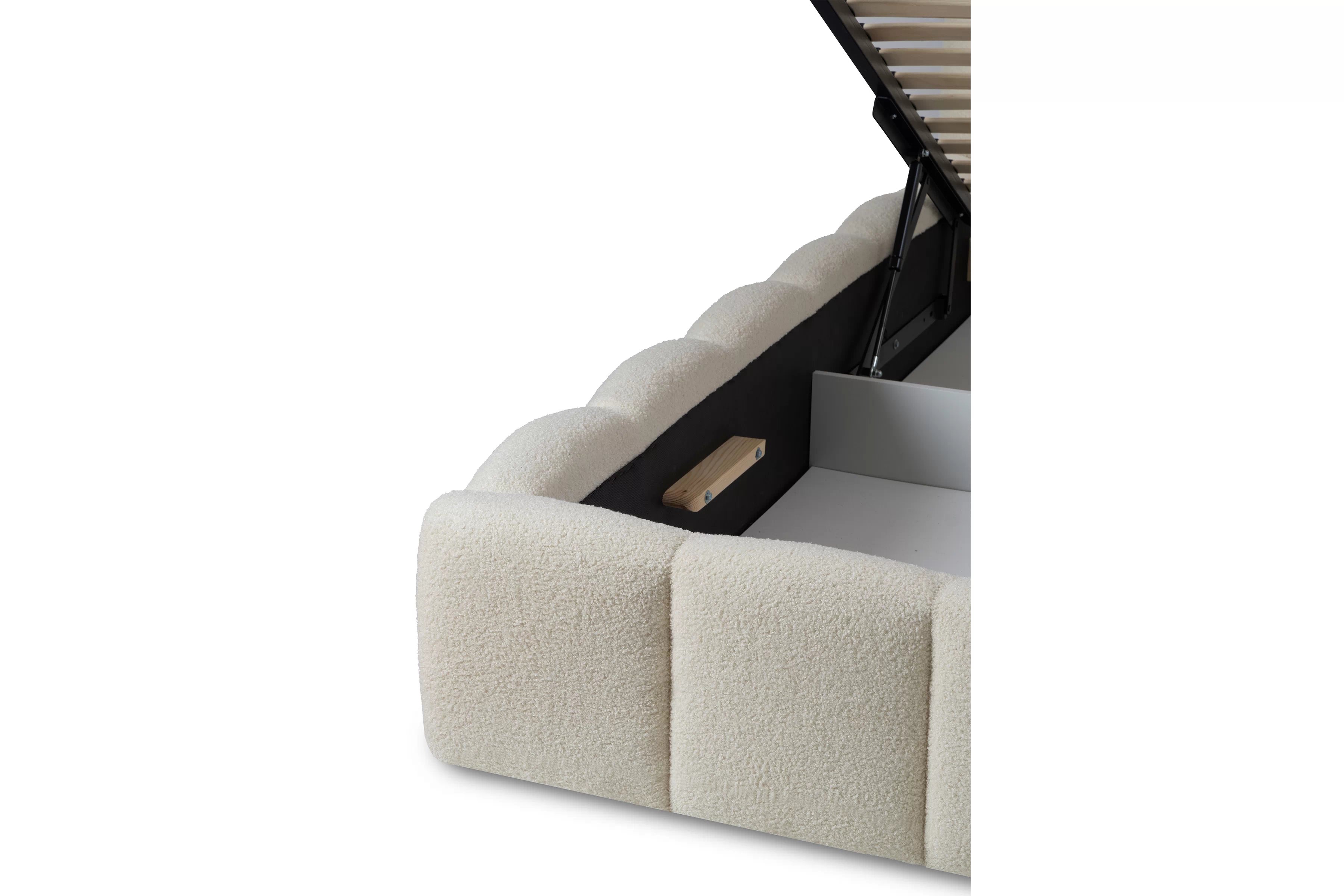 Manželská posteľ Aura s úložným priestorom 180x200 cm - svetlobéžové buklé Quelle 02 Posteľ čalúnená Aura 180x200 S vnútorným úložným priestorom- svetlý Béžová bukla Quelle 02 