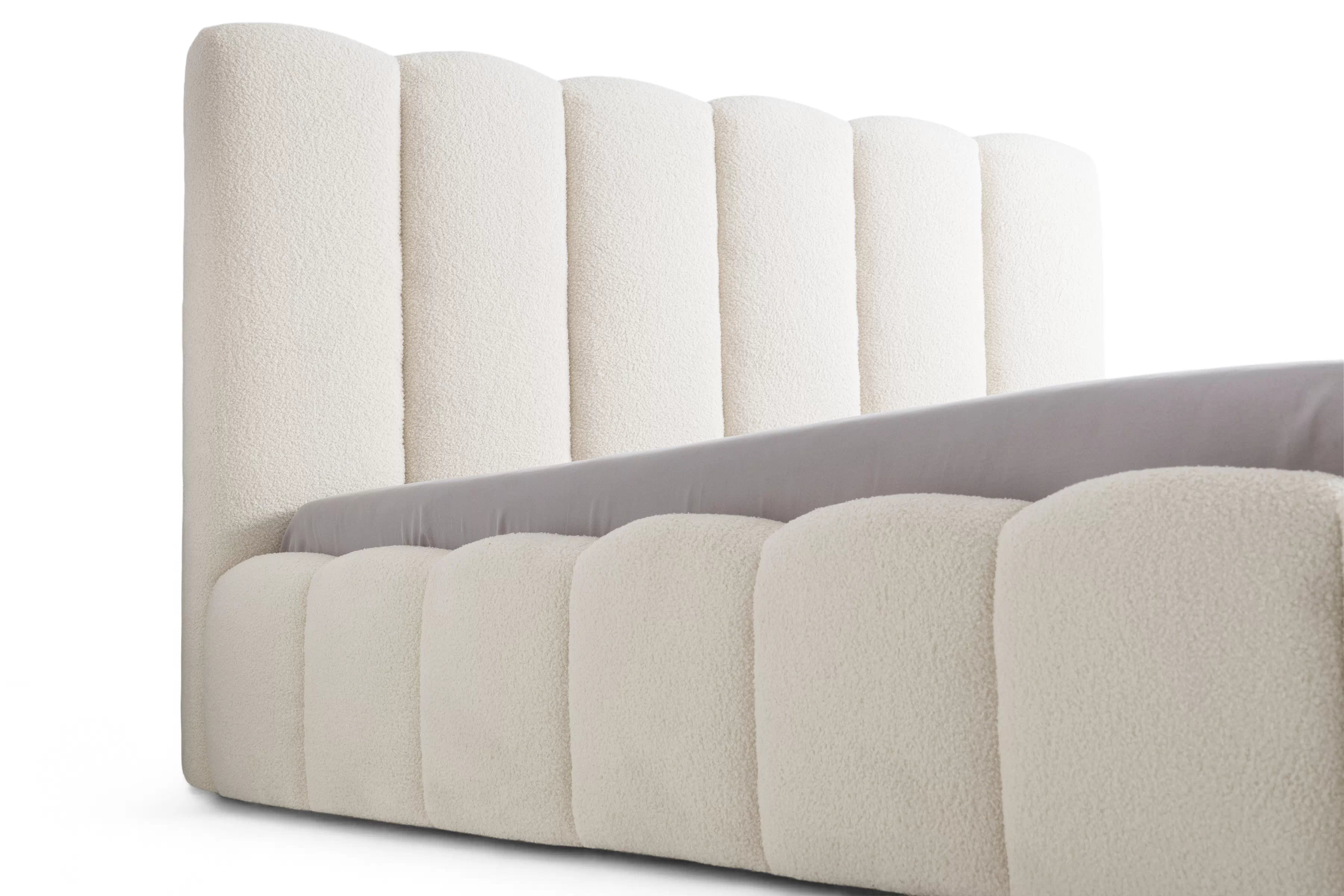 Manželská posteľ Aura s úložným priestorom 180x200 cm - svetlobéžové buklé Quelle 02 Posteľ čalúnená Aura 180x200 S vnútorným úložným priestorom- svetlý Béžová bukla Quelle 02 