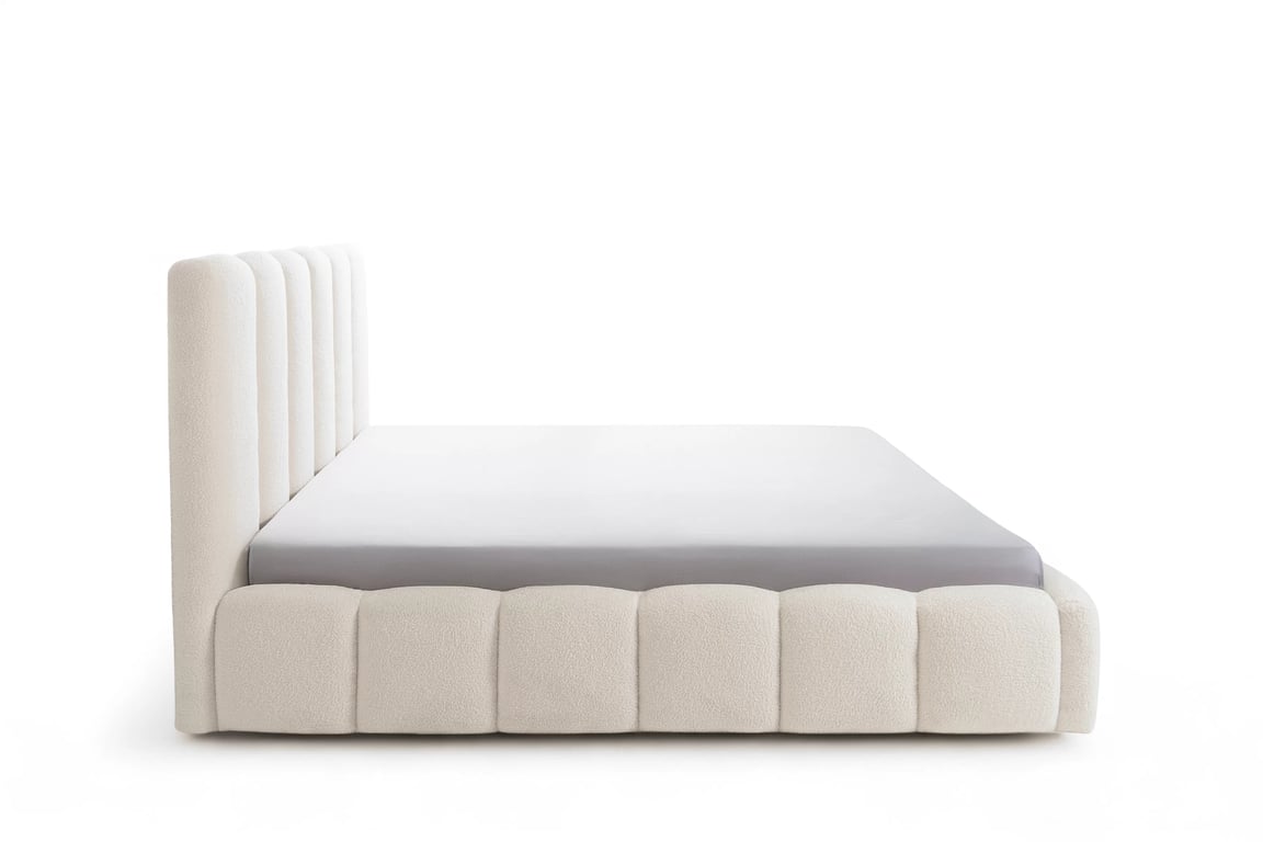 Čalouněná postel Aura 180x200 s úložným prostorem - světlý béž buklé Quelle 02 Postel čalouněné Aura 180x200 s úložným prostorem- světlý béžová bukla Quelle 02 