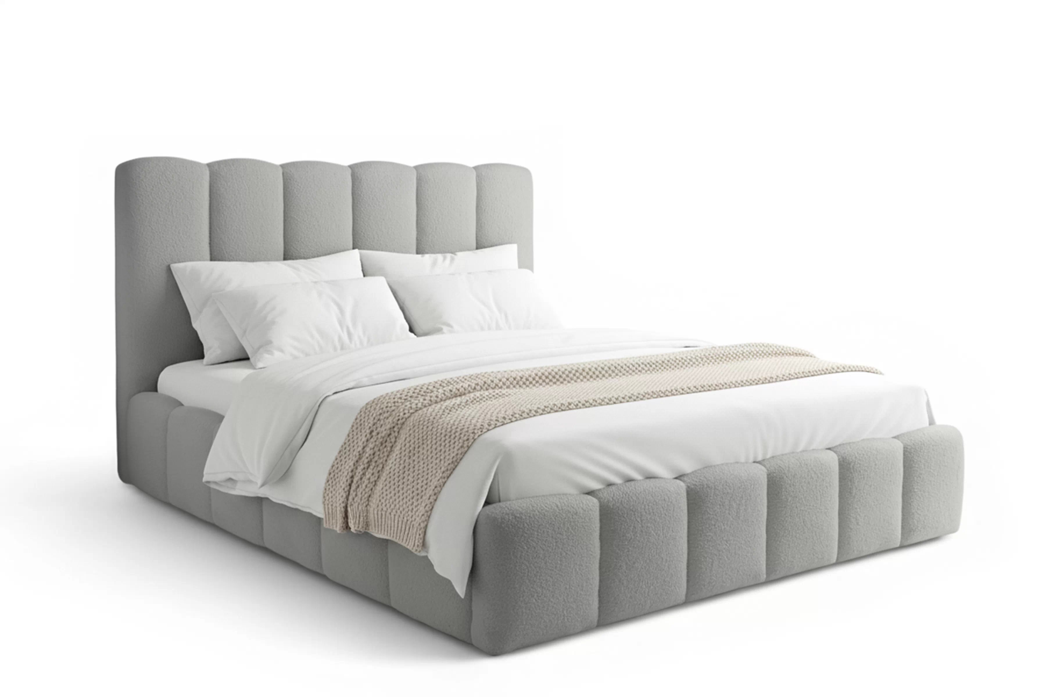 Manželská posteľ Aura 180x200 s úložným priestorom - sivé buklé Quelle 83 Posteľ čalúnená Aura 180x200 S vnútorným úložným priestorom- šedá bukla Quelle 83 