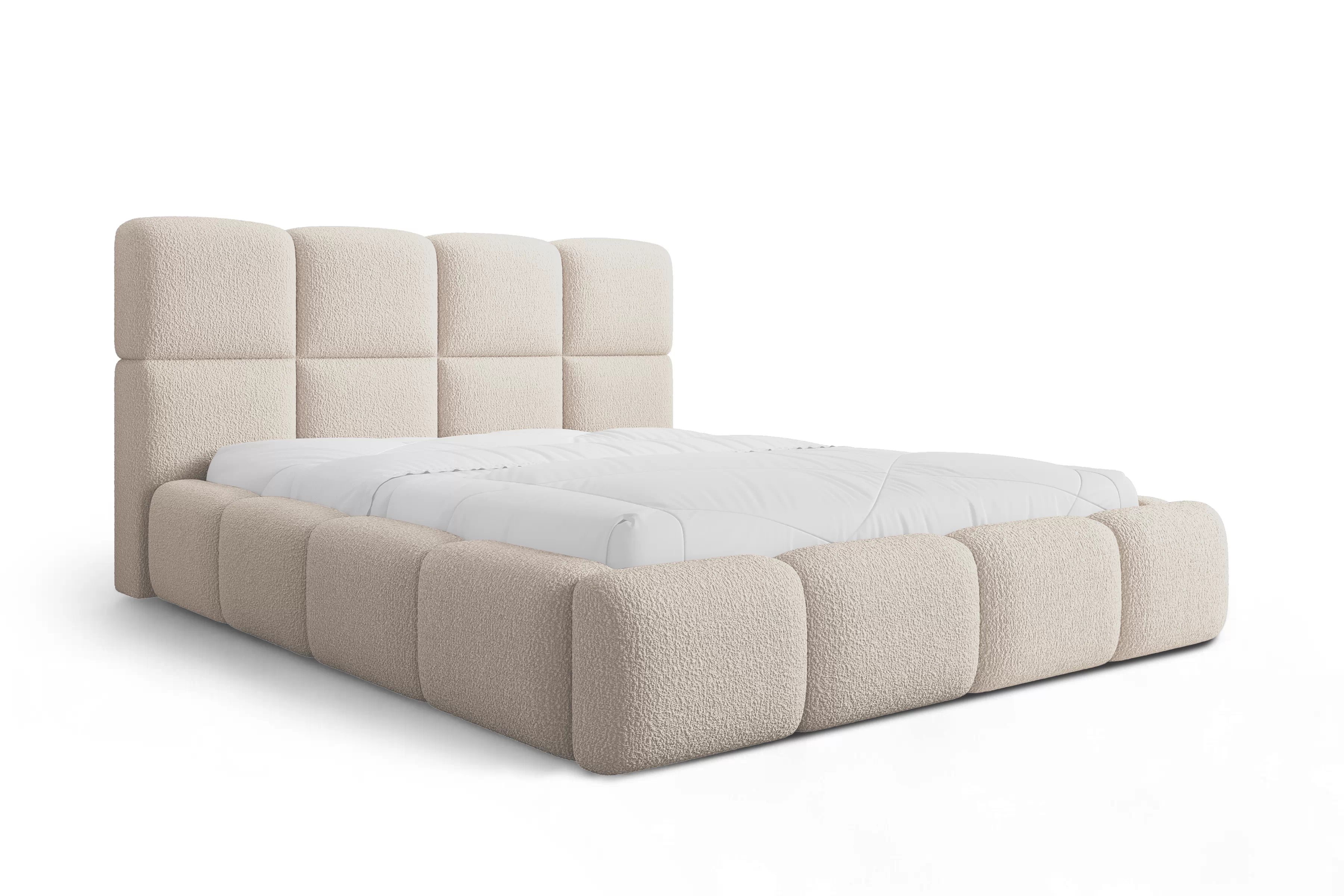 Čalúnená posteľ Cloud 160x200 s úložným priestorom - béžová bouclé Quelle 03 Posteľ čalúnená Cloud 160x200 S vnútorným úložným priestorom- Béžová bukla Quelle 03