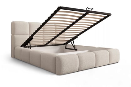 Čalúnená posteľ Cloud 160x200 s úložným priestorom - béžová bouclé Quelle 03 Posteľ čalúnená Cloud 160x200 S vnútorným úložným priestorom- Béžová bukla Quelle 03