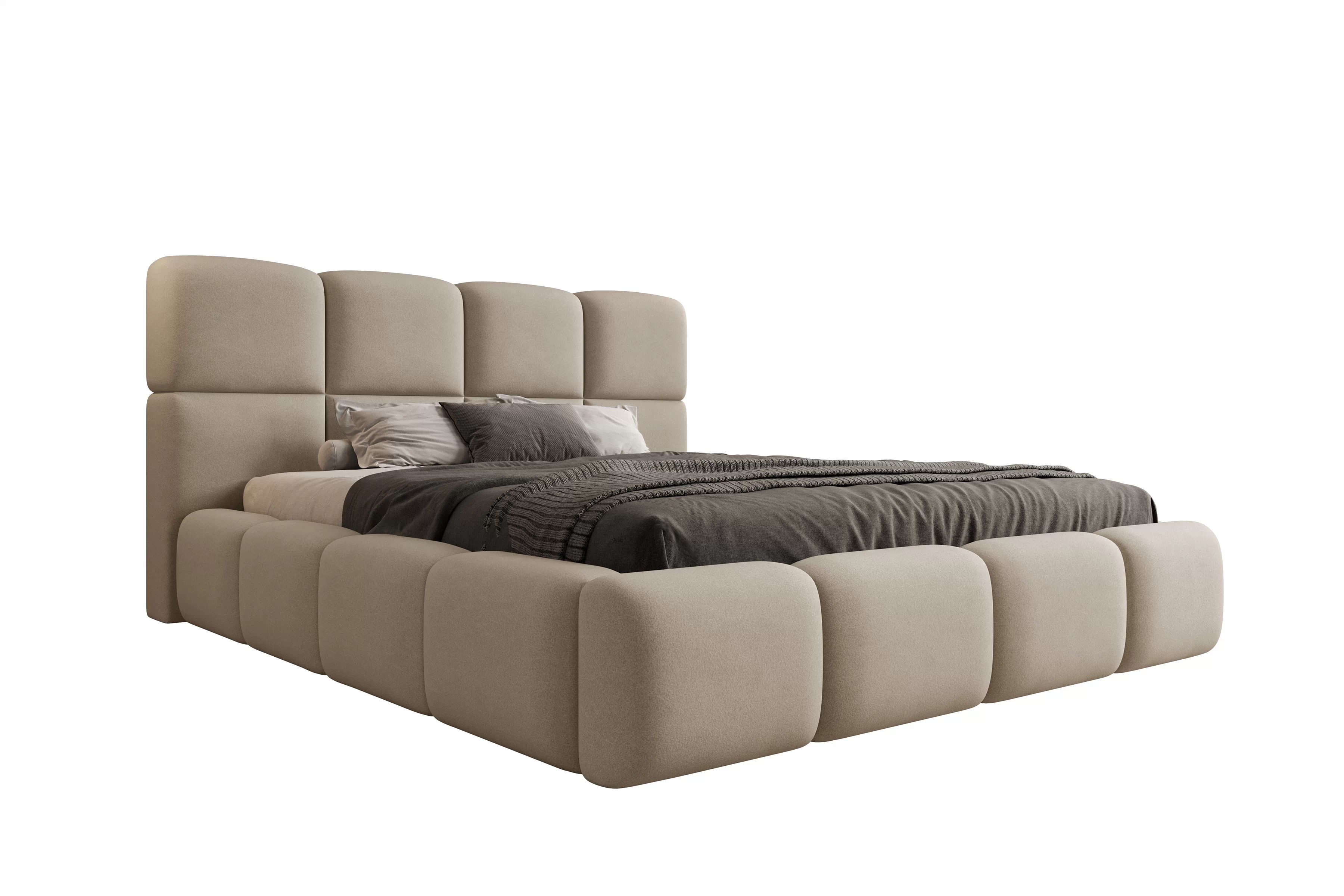 Čalouněná postel Cloud 160x200 s úložným prostorem - béžový samet Castel 15 Postel čalouněné Cloud 160x200 s úložným prostorem- béžová samet Castel 15