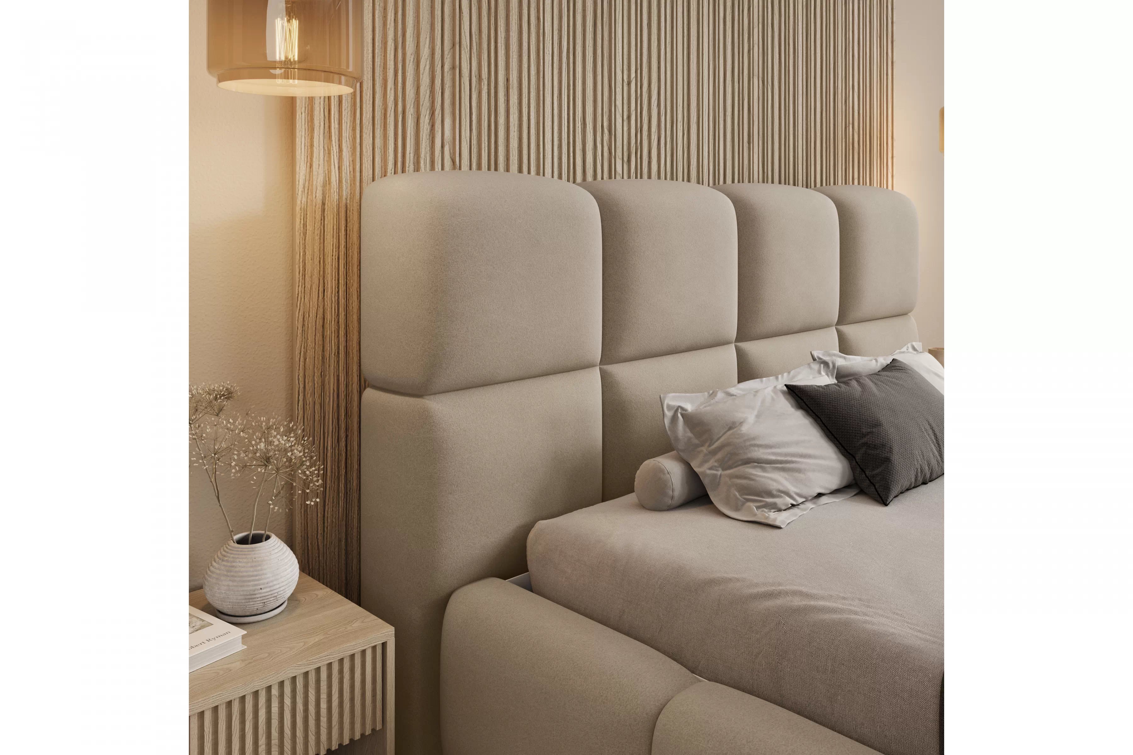 Čalouněná postel Cloud 160x200 s úložným prostorem - béžový samet Castel 15 Postel čalouněné Cloud 160x200 s úložným prostorem- béžová samet Castel 15