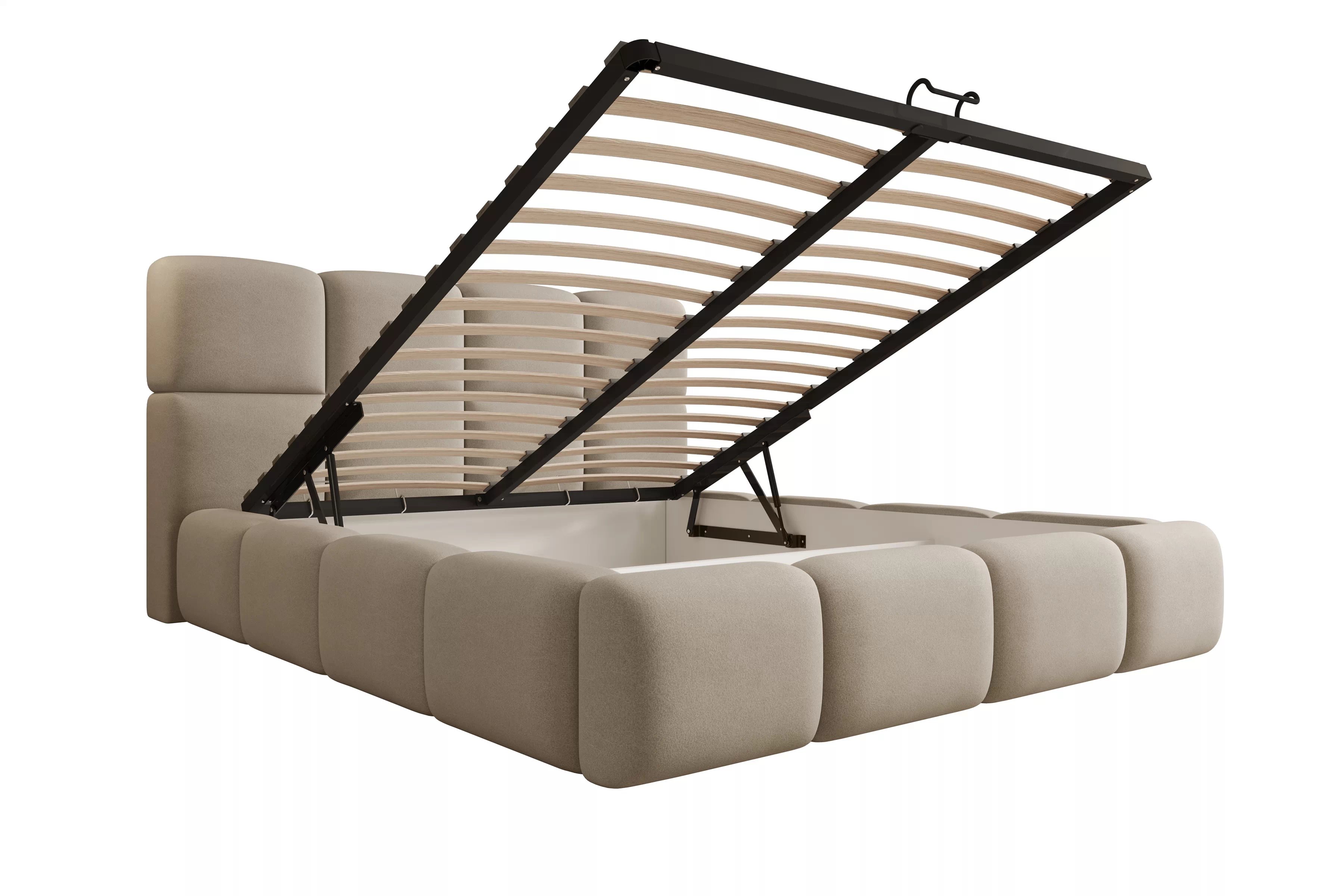 Čalouněná postel Cloud 160x200 s úložným prostorem - béžový samet Castel 15 Postel čalouněné Cloud 160x200 s úložným prostorem- béžová samet Castel 15