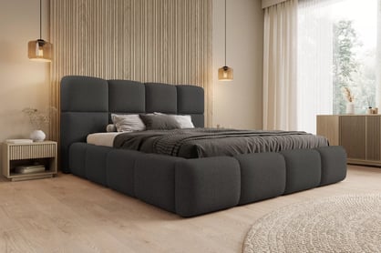 Manželská posteľ Cloud 160x200 s úložným priestorom - tmavosivé buklé Quelle 92 Posteľ čalúnená Cloud 160x200 S vnútorným úložným priestorom- ciemno šedá bukla Quelle 92