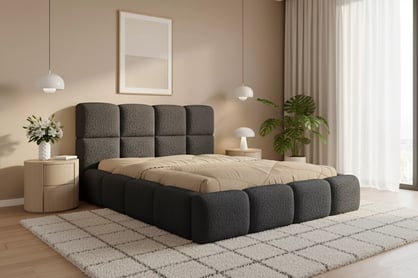 Čalúnená manželská posteľ Cloud 160x200 s úložným priestorom - tmavosivá buklé látka Quelle 92 Posteľ čalúnená Cloud 160x200 S vnútorným úložným priestorom- ciemno šedá bukla Quelle 92