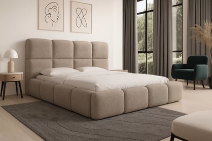 Čalouněná postel Cloud 160x200 s úložným prostorem - světlý béž buklé Quelle 02  Postel čalouněné Cloud 160x200 s úložným prostorem- světlý béžová bukla Quelle 02 
