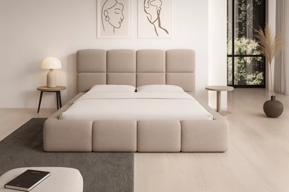 Čalouněná postel Cloud 160x200 s úložným prostorem - světlý béž buklé Quelle 02  Postel čalouněné Cloud 160x200 s úložným prostorem- světlý béžová bukla Quelle 02 