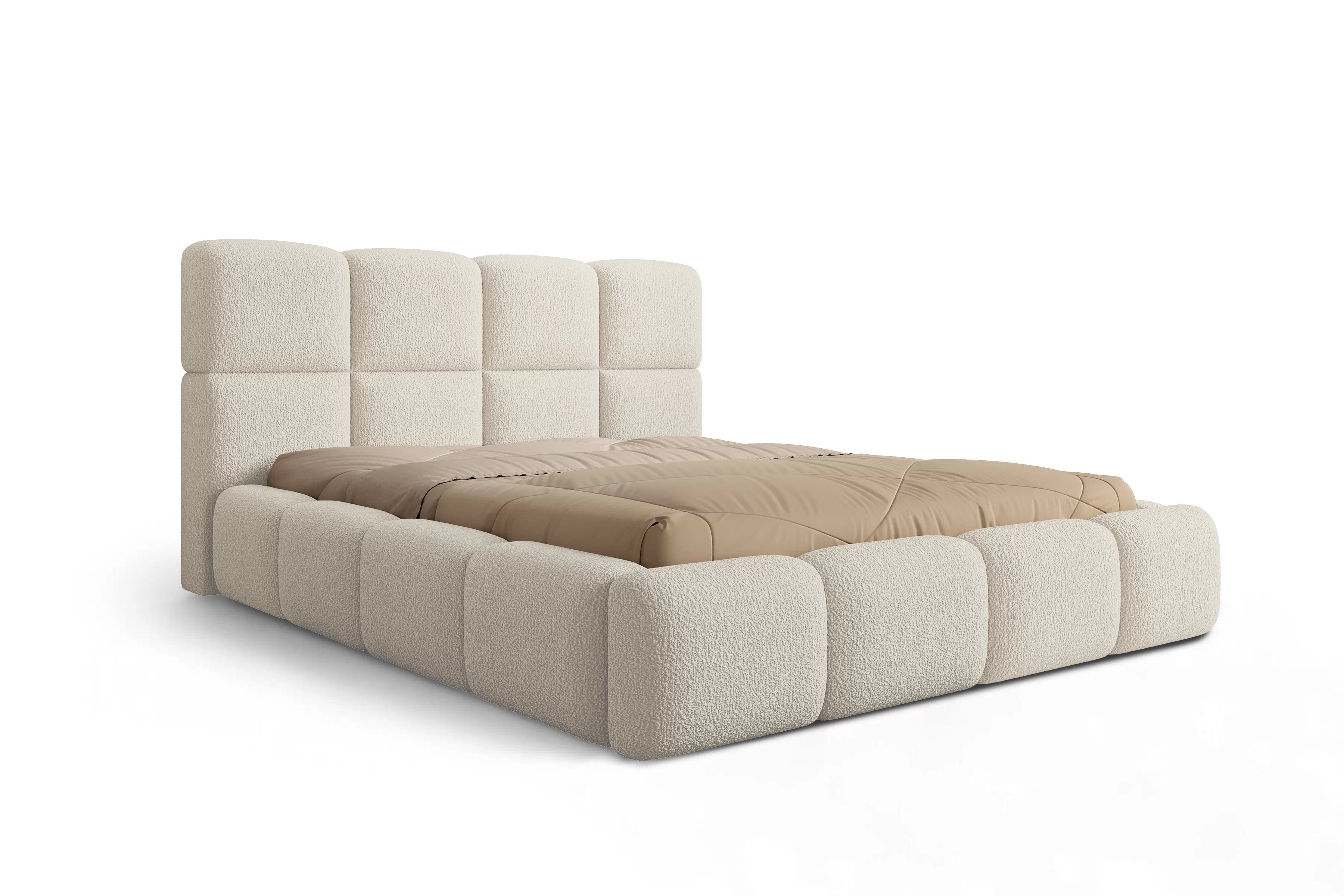 Manželská posteľ Cloud 160x200 s úložným priestorom - svetlobéžové buklé Quelle 02 Posteľ čalúnená Cloud 160x200 S vnútorným úložným priestorom- svetlý Béžová bukla Quelle 02 