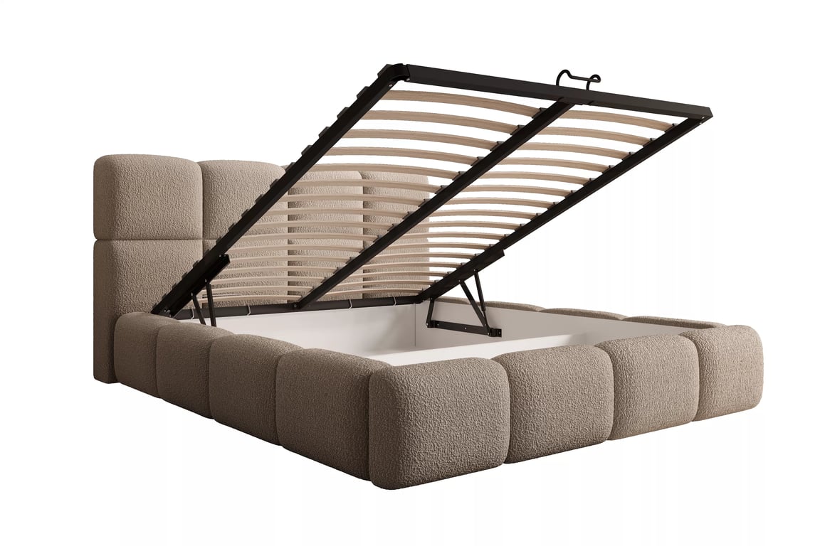Čalouněná postel Cloud 160x200 s úložným prostorem - světlý béž buklé Quelle 02  Postel čalouněné Cloud 160x200 s úložným prostorem- světlý béžová bukla Quelle 02 