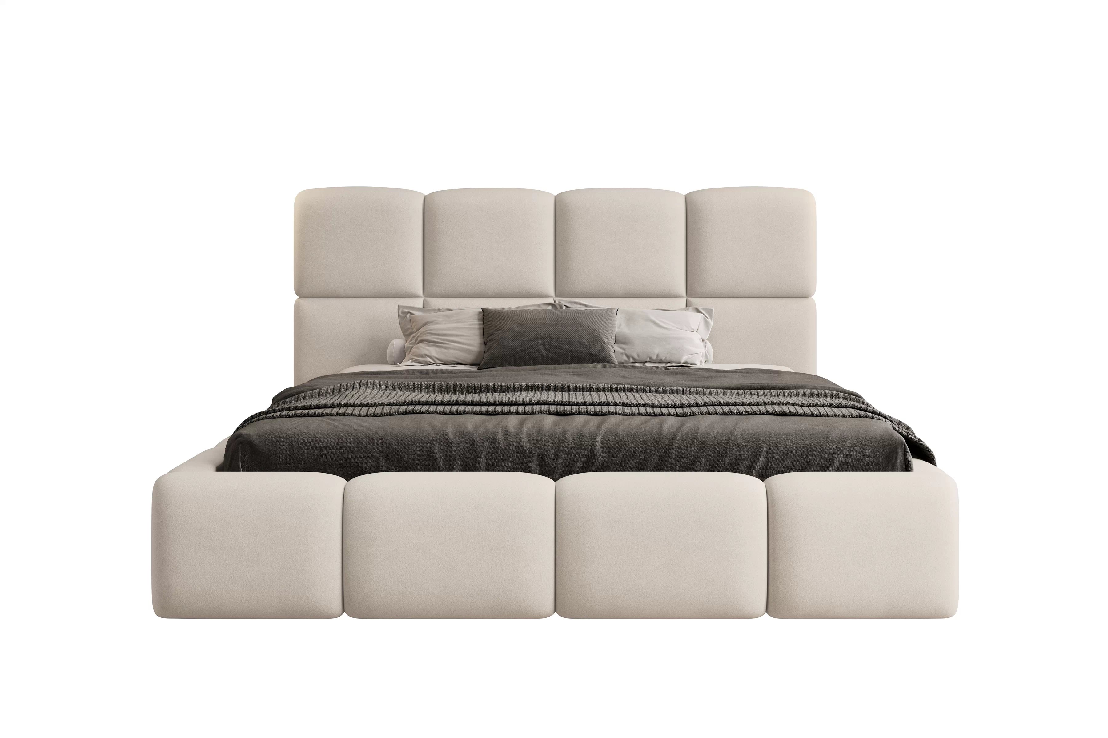 Čalúnená posteľ Cloud 160x200 s úložným priestorom - svetlý béžový zamat Castel 03 Posteľ čalúnená Cloud 160x200 S vnútorným úložným priestorom- svetlý Béžová velúr Castel 03