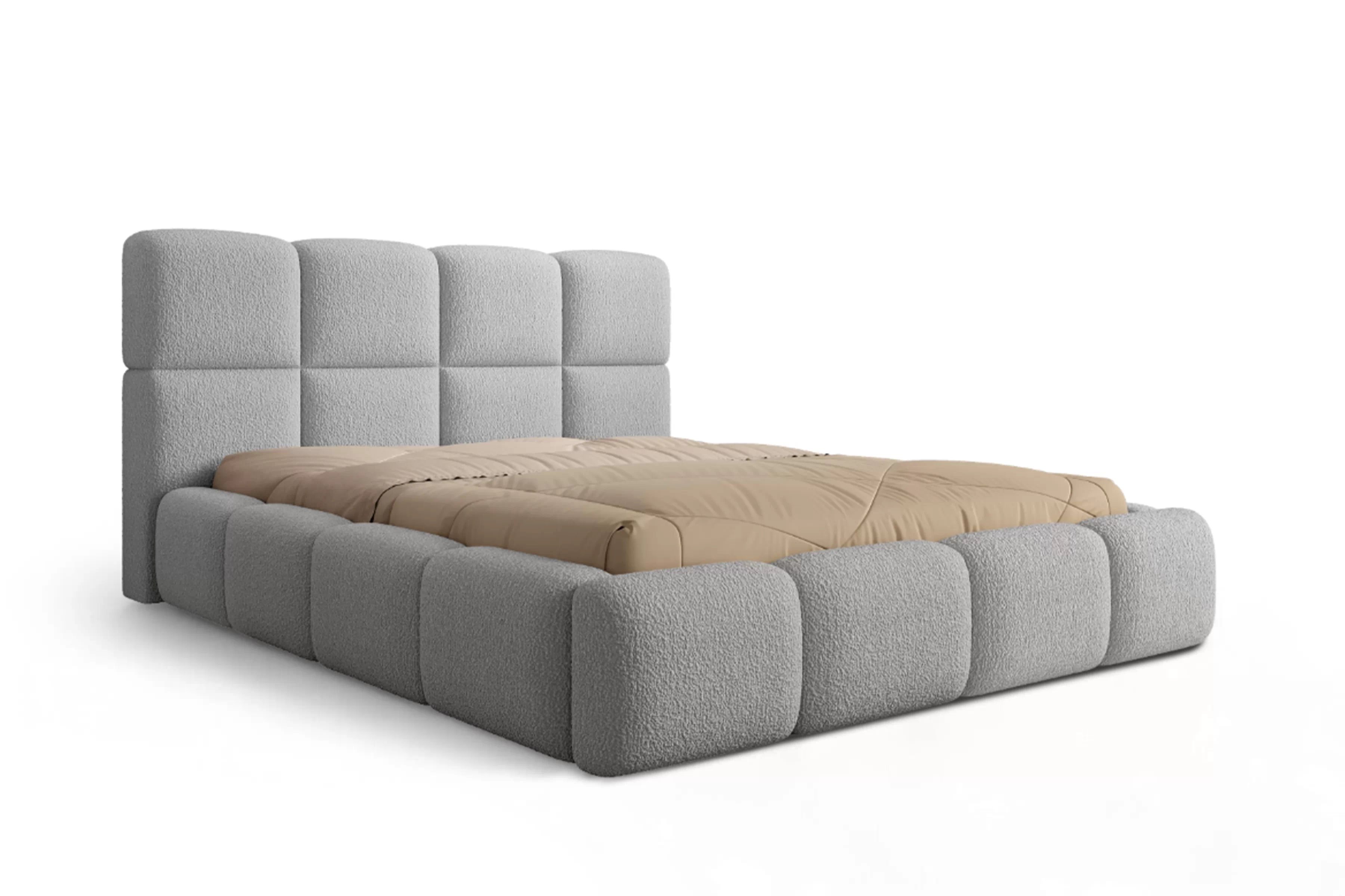 Manželská posteľ Cloud 160x200 s úložným priestorom - sivé buklé Quelle 83 Posteľ čalúnená Cloud 160x200 S vnútorným úložným priestorom- šedá bukla Quelle 83