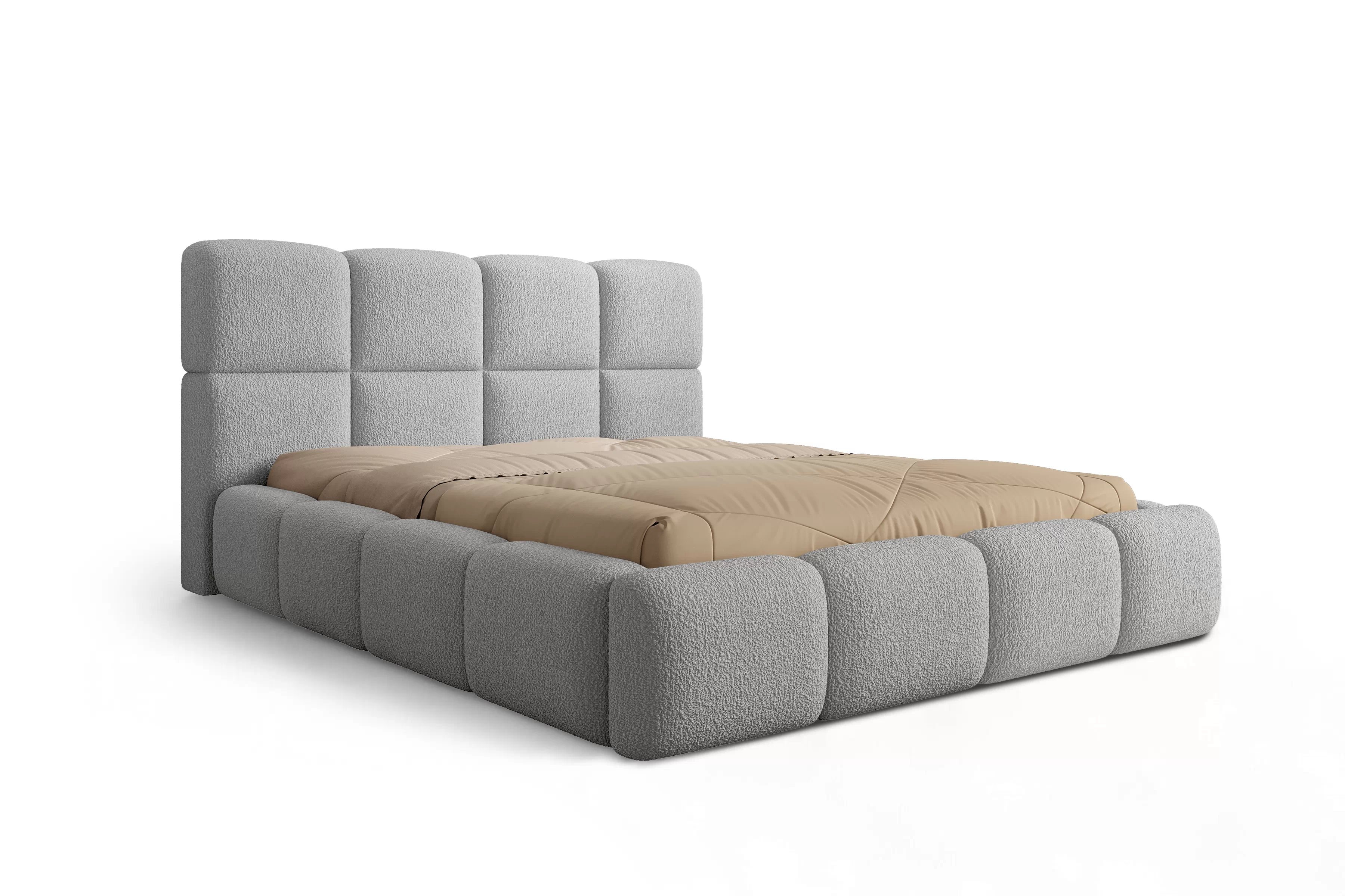 Manželská posteľ Cloud 160x200 s úložným priestorom - sivé buklé Quelle 83 Posteľ čalúnená Cloud 160x200 S vnútorným úložným priestorom- šedá bukla Quelle 83