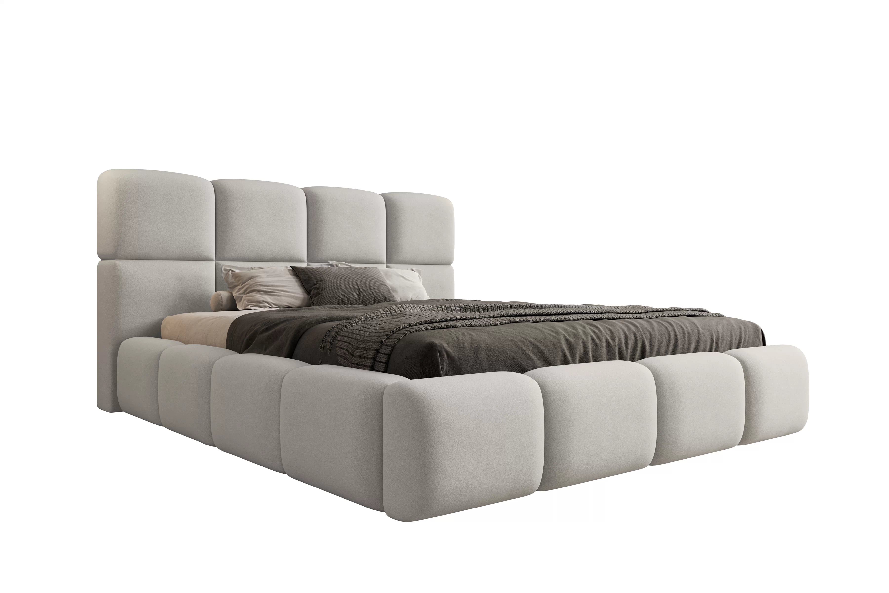 Čalouněná postel Cloud 160x200 s úložným prostorem - šedý samet Castel 80 Postel čalouněné Cloud 160x200 s úložným prostorem- šedá samet Castel 80