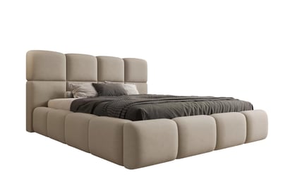 Čalúnená manželská posteľ Cloud 180x200 s úložným priestorom - béžový zamat Castel 15