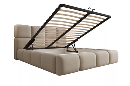 Čalouněná postel Cloud 180x200 s úložným prostorem - béžový samet Castel 15 Postel čalouněné Cloud 180x200 s úložným prostorem- béžová samet Castel 15