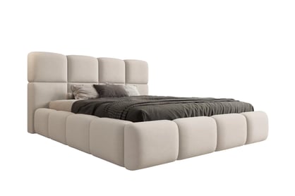 Čalúnená manželská posteľ Cloud 180x200 s úložným priestorom - svetlobéžový zamat Castel 03