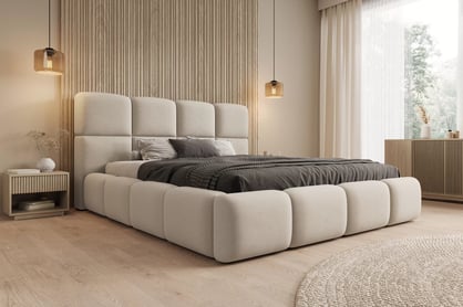 Čalouněná postel Cloud 180x200 s úložným prostorem - světle béžový samet Castel 03 Postel čalouněné Cloud 180x200 s úložným prostorem- světlý béžová samet Castel 03