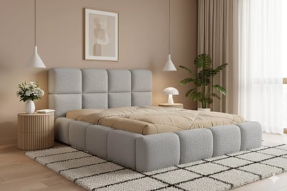Čalúnená manželská posteľ Cloud 180x200 s úložným priestorom - sivá buklé látka Quelle 83 Posteľ čalúnená Cloud 180x200 S vnútorným úložným priestorom- šedá bukla Quelle 83