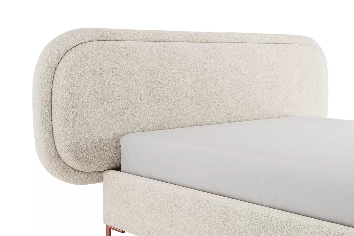 Posteľ čalouněné Delmi 160x200 - svetlý Béžová boucle Lambi 8 / nožičky miedziane  Posteľ čalouněné Delmi 160x200 - svetlý Béžová boucle Lambi 8 / nožičky miedziane