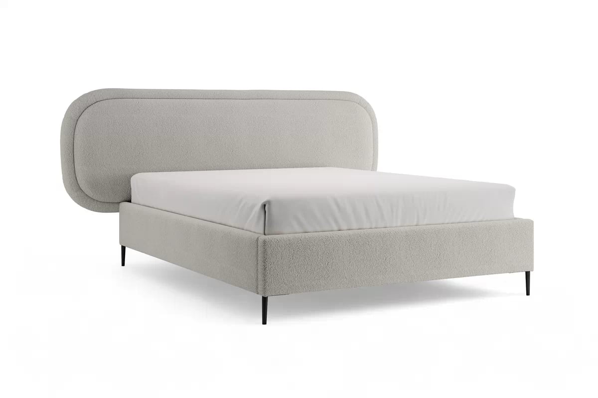 Posteľ čalouněné Delmi 160x200 - popielata boucle Lambi 11 / nožičky čierny  Posteľ čalouněné Delmi 160x200 - popielata boucle Lambi 11 / nožičky čierny