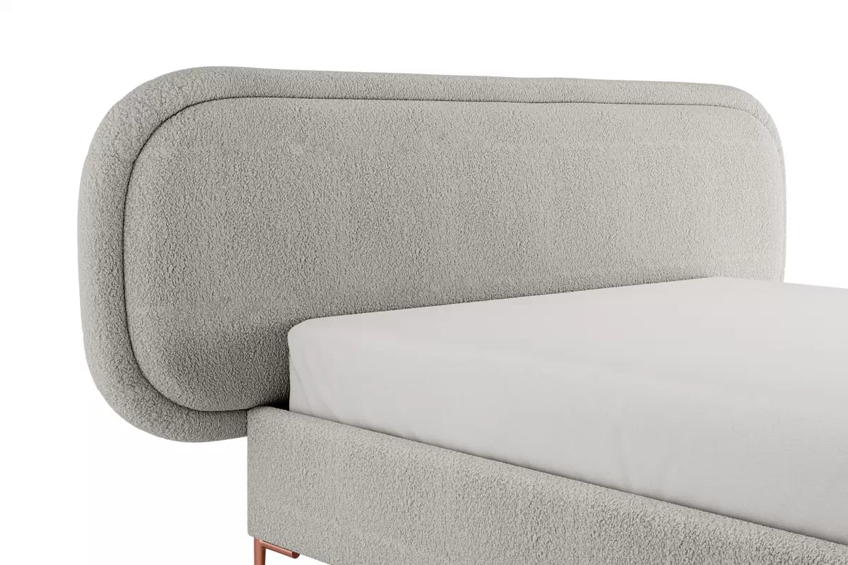 Čalouněná postel Delmi 180x200 - popelavá boucle Lambi 11 / měděné nohy Postel čalouněné Delmi 180x200 - šedá boucle Lambi 11 / Nohy miedziane 