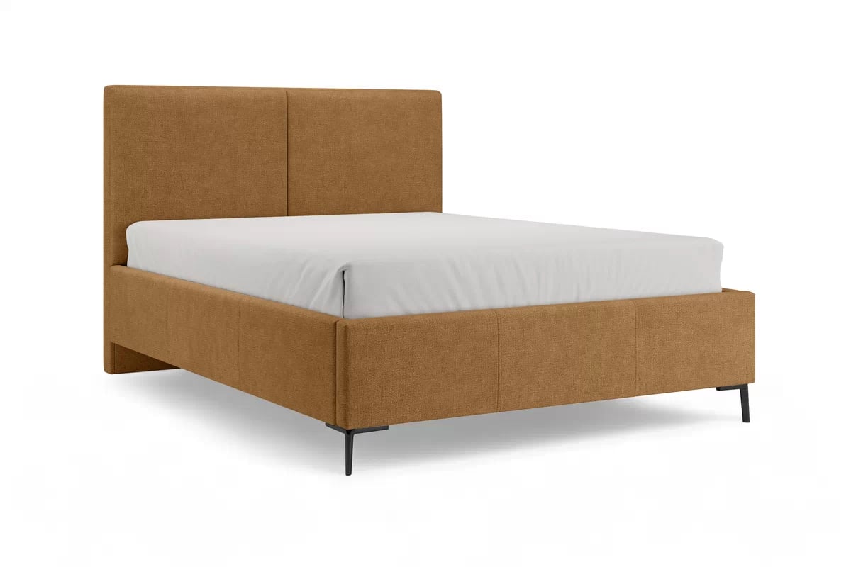 Posteľ čalouněné Lektis 140x200 - midowy Hnedá látka ľahkočistiaca Maya 06 / nožičky kovové čierny  Posteľ čalouněné Lektis 140x200 - midowy Hnedá látka ľahkočistiaca Maya 06 / nožičky kovové čierny