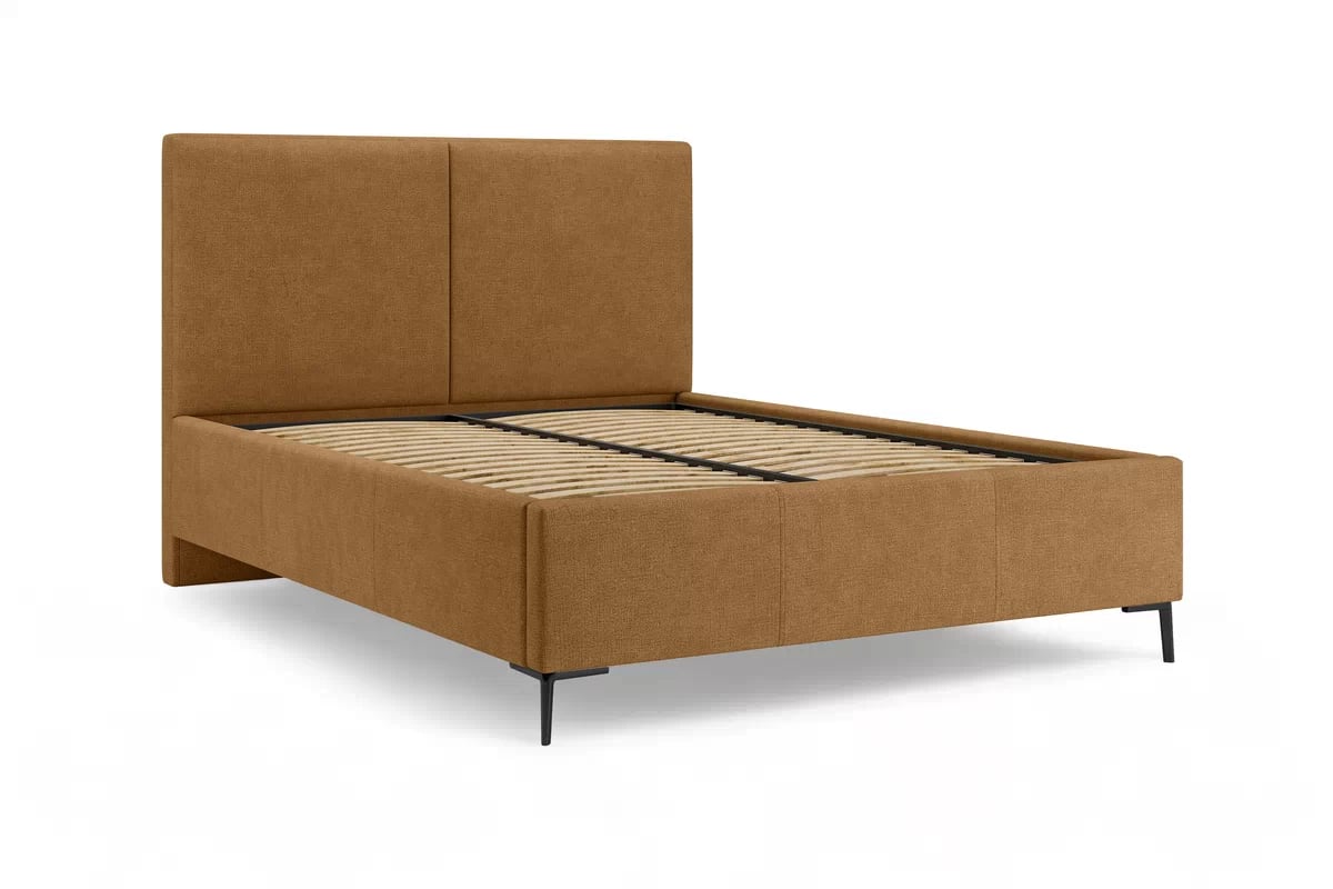 Posteľ čalouněné Lektis 140x200 - midowy Hnedá látka ľahkočistiaca Maya 06 / nožičky kovové čierny  Posteľ čalouněné Lektis 140x200 - midowy Hnedá látka ľahkočistiaca Maya 06 / nožičky kovové čierny