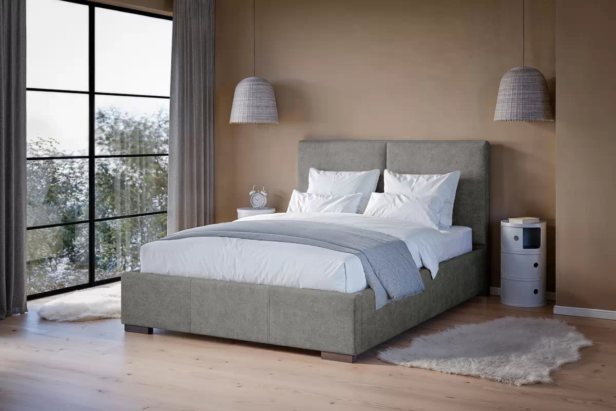 Posteľ čalouněné Lektis 180x200 - šedá látka ľahkočistiaca Maya 18 /nožičky Venge   Posteľ čalouněné Lektis 180x200 - šedá látka ľahkočistiaca Maya 18 /nožičky Venge