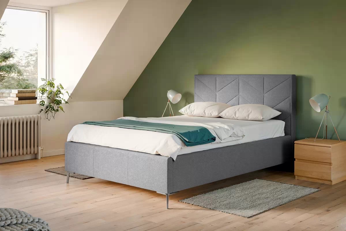 Posteľ čalouněné Lindi 160x200 - šedý šenil Perfect Harmony 82 / nožičky srebrne Posteľ čalouněné Lindi 160x200 - šedý šenil Perfect Harmony 82 / nožičky srebrne