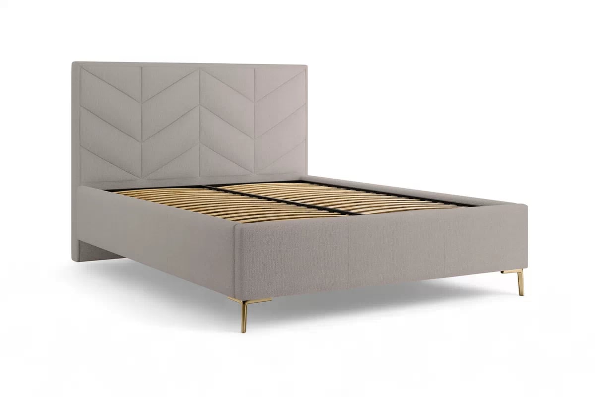 Čalouněná posteľ Lindi 160x200 s roštom – hnedý šenil Perfect Harmony 04 / nožičky zlote Posteľ čalouněné Lindi 160x200 ze stelazem - Hnedý šenil Perfect Harmony 04 / nožičky zlote