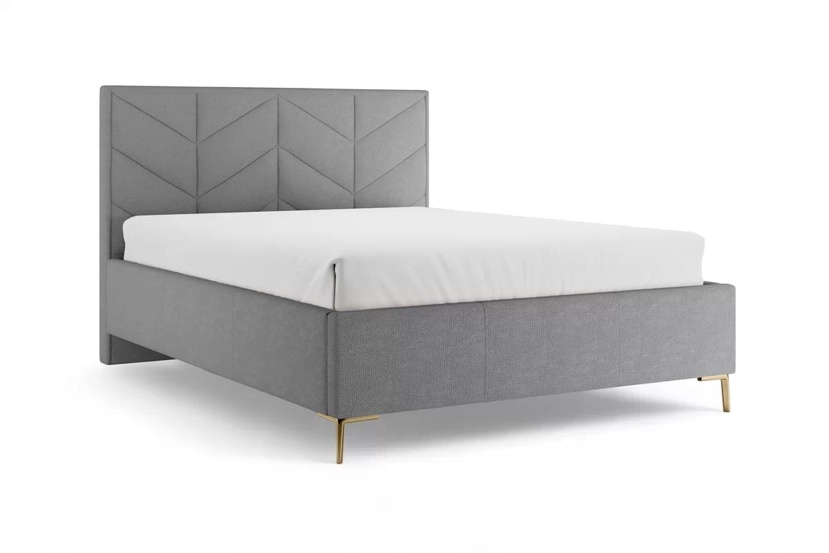 Čalouněná posteľ Lindi 160x200 s roštom – šedý šenil Perfect Harmony 82 / nožičky zlote Posteľ čalouněné Lindi 160x200 ze stelazem - šedý šenil Perfect Harmony 82 / nožičky zlote