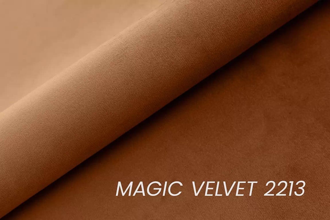 Čalouněná postel Misel 140x200 - cihlový samet Magic Velvet 2213 / zlaté nohy Postel čalouněné Misel 140x200 - cihlová samet Magic Velvet 2213 / Nohy zlaté