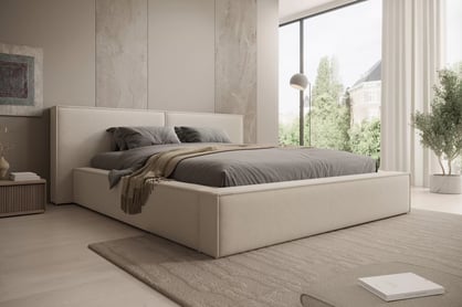 Manželská posteľ Molino 160x200 s úložným priestorom - svetlobéžový zamat Castel 03 Posteľ čalúnená Molino 160x200 S vnútorným úložným priestorom- jasnobezowy velúr Castel 03 